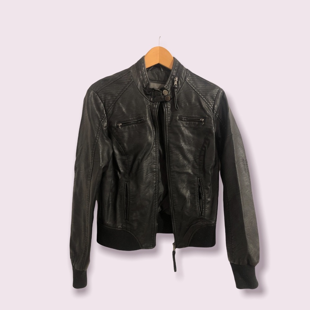 Vegan Leather Moto Jacket - black | Ci Sono